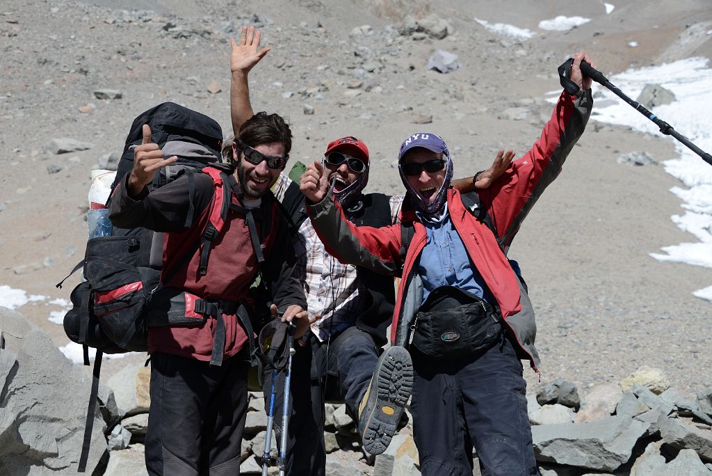 02 Inka Expediciones Porters Nestor And Peluca And Jerome Ryan Are Ready To Climb From Aconcagua Camp 1 to Camp 2
